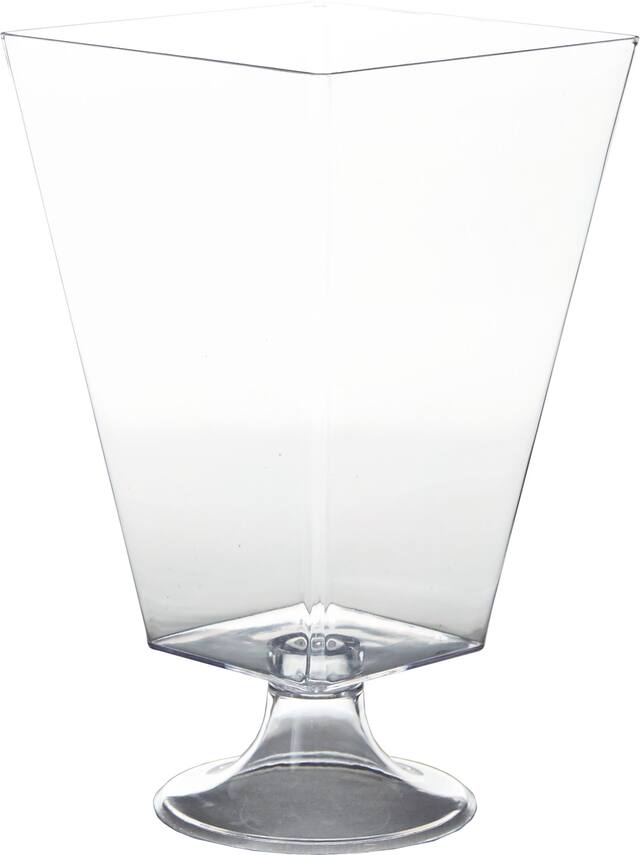 Square Cylinder Plastic Reusable Container, Clear, 70-oz, for Birthday/Baby Shower/Wedding Front_Angled_Left