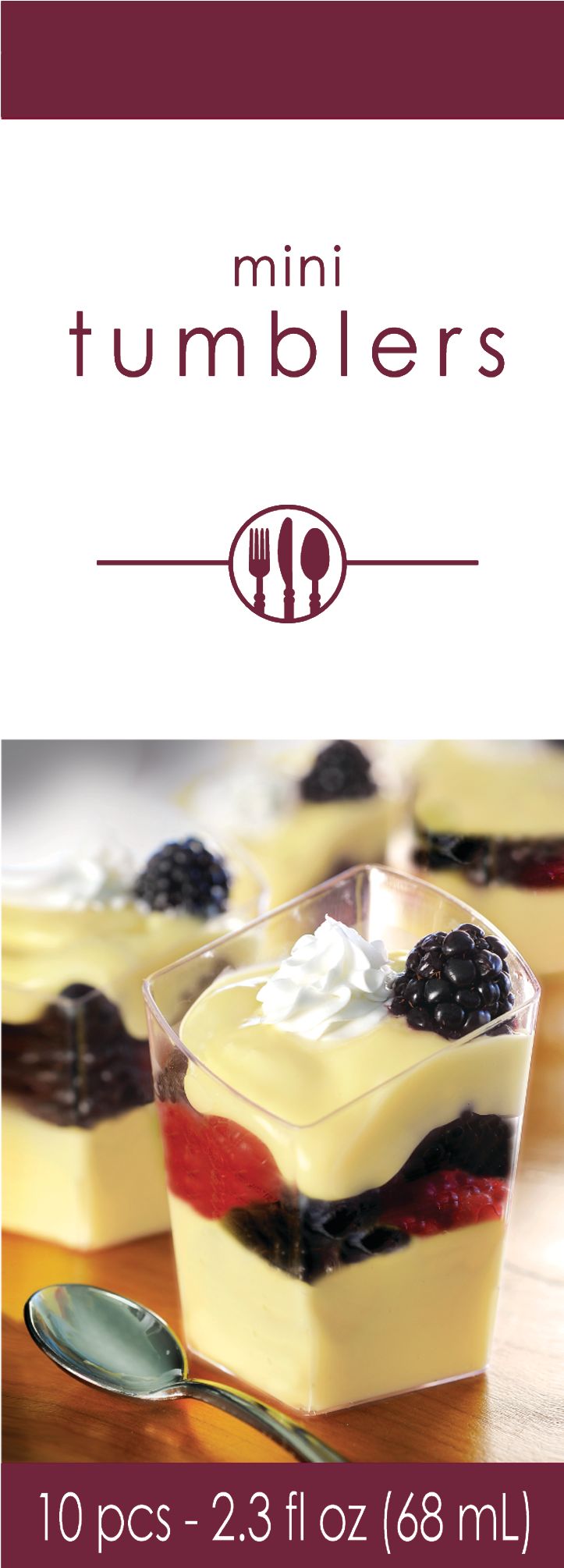 Mini Plastic Reusable Slanted Serving Tumblers, Clear, 3-oz, 10-pk, for Christmas/Thanksgiving/New Year's Eve/Birthday Party Front_Flat