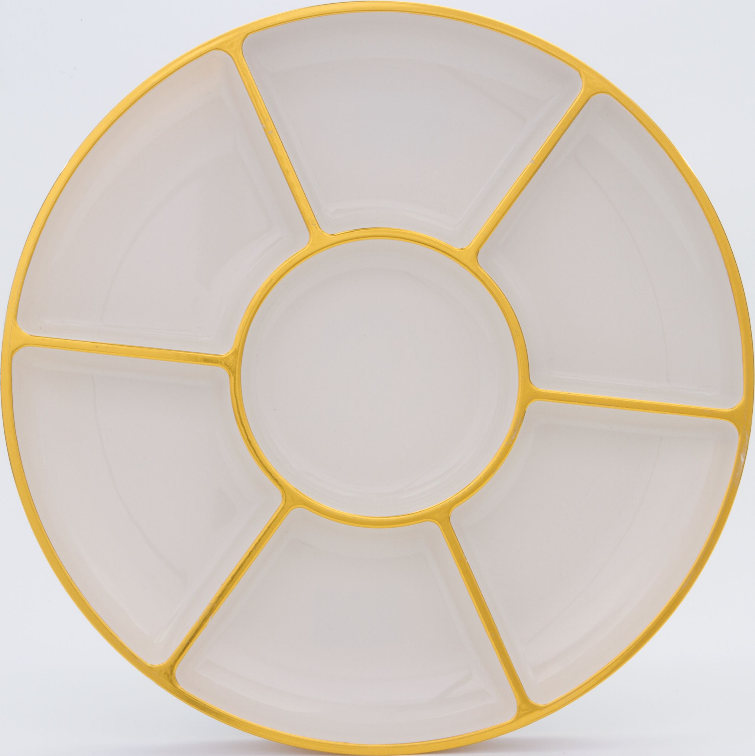 Plateau modulaire en plastique à bordure dorée pour fêtes d'anniversaire, fête, anniversaire, blanc, 16&nbsp;po Overhead_Flat