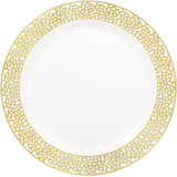 Lace Border Premium Plastic Dinner Plates, 10-ct Overhead_Flat