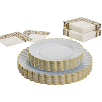 Premium Trimmed Plastic Scalloped Dinner Plates, Birthday, Weddings, Assorted Colours, 10pk Composite_or_Mixed