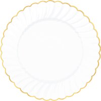 Assiettes à dîner festonnées à bordure en plastique de qualité supérieure, anniversaire, mariages, couleurs variées, paq. 10 Overhead_Flat