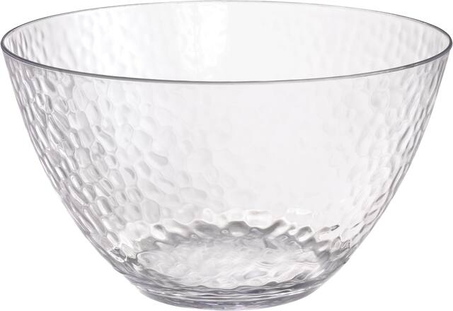 Grand bol de service en plastique martelé de qualité supérieure, transparent, 15 po Front_Elevated