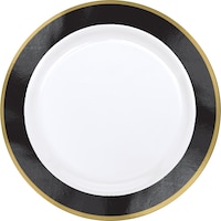 Grandes assiettes en plastique de première qualité, bordure royale, paq. 10 Overhead_Flat