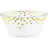 Bol de service en plastique à pois métalliques dorés Front_Elevated