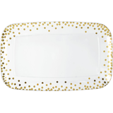 Plateau rectangulaire en plastique à pois pour fêtes d'anniversaire, fête, anniversaire, pois dorés, 18 x 11 po Overhead_Flat