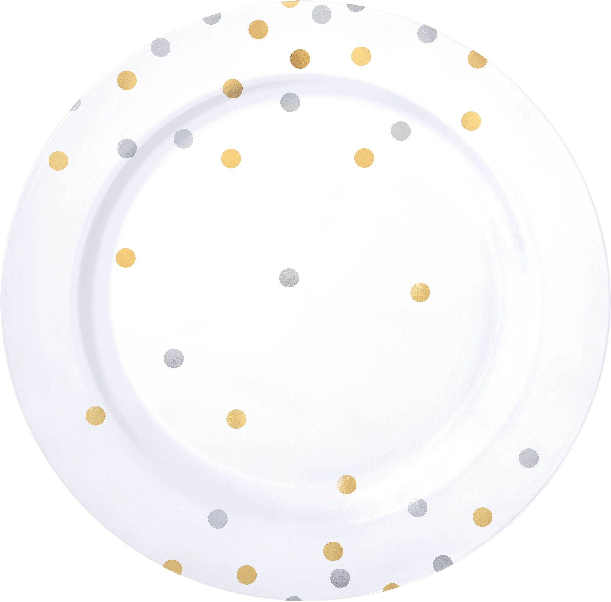 Metallic Gold & Silver Confetti Premium Plastic Dinner Plates, 10-pk Overhead_Flat