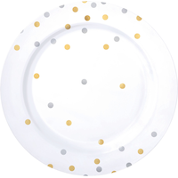 Metallic Gold & Silver Confetti Premium Plastic Dinner Plates, 10-pk Overhead_Flat