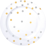 Metallic Gold & Silver Confetti Premium Plastic Dessert Plates, 20-pk Overhead_Flat
