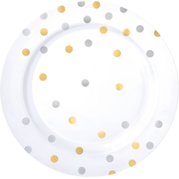 Metallic Gold & Silver Confetti Premium Plastic Dessert Plates, 20-pk Overhead_Flat