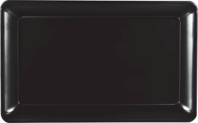 Plateau de service rectangulaire en plastique, noir Overhead_Flat