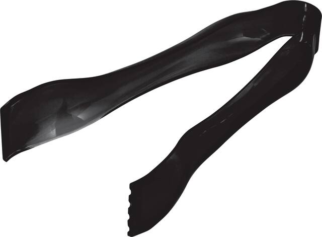 Plastic Reusable Mini Serving Tongs, Black, 6.5-in, for Christmas/Thanksgiving/New Year's Eve/Birthday Party Front_Three_Fourths_Angled_Left