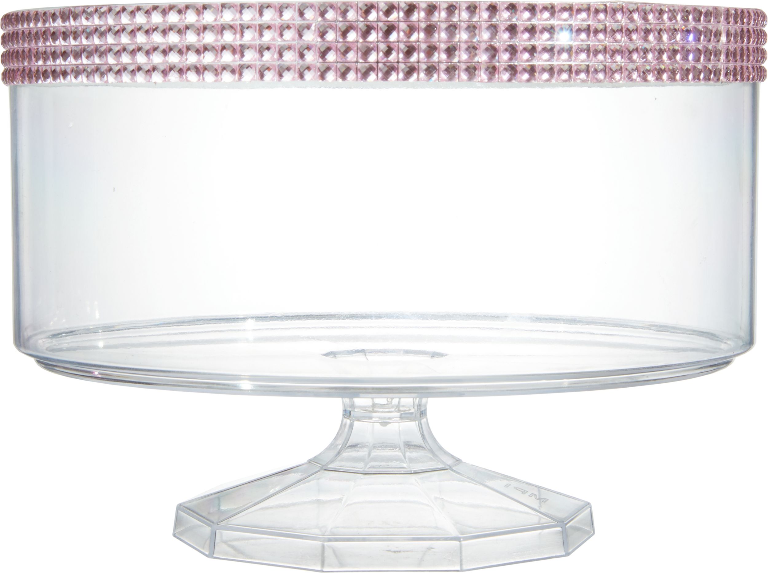 Contenant à bagatelle clouté en plastique rose Rhinstone pour fêtes d'anniversaire, fête, anniversaire, 80&nbsp;oz Front_Flat