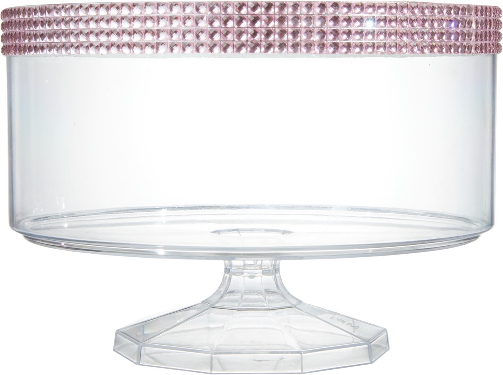 Pink Rhinstone Studded Plastic Trifle Container for Birthday, Party