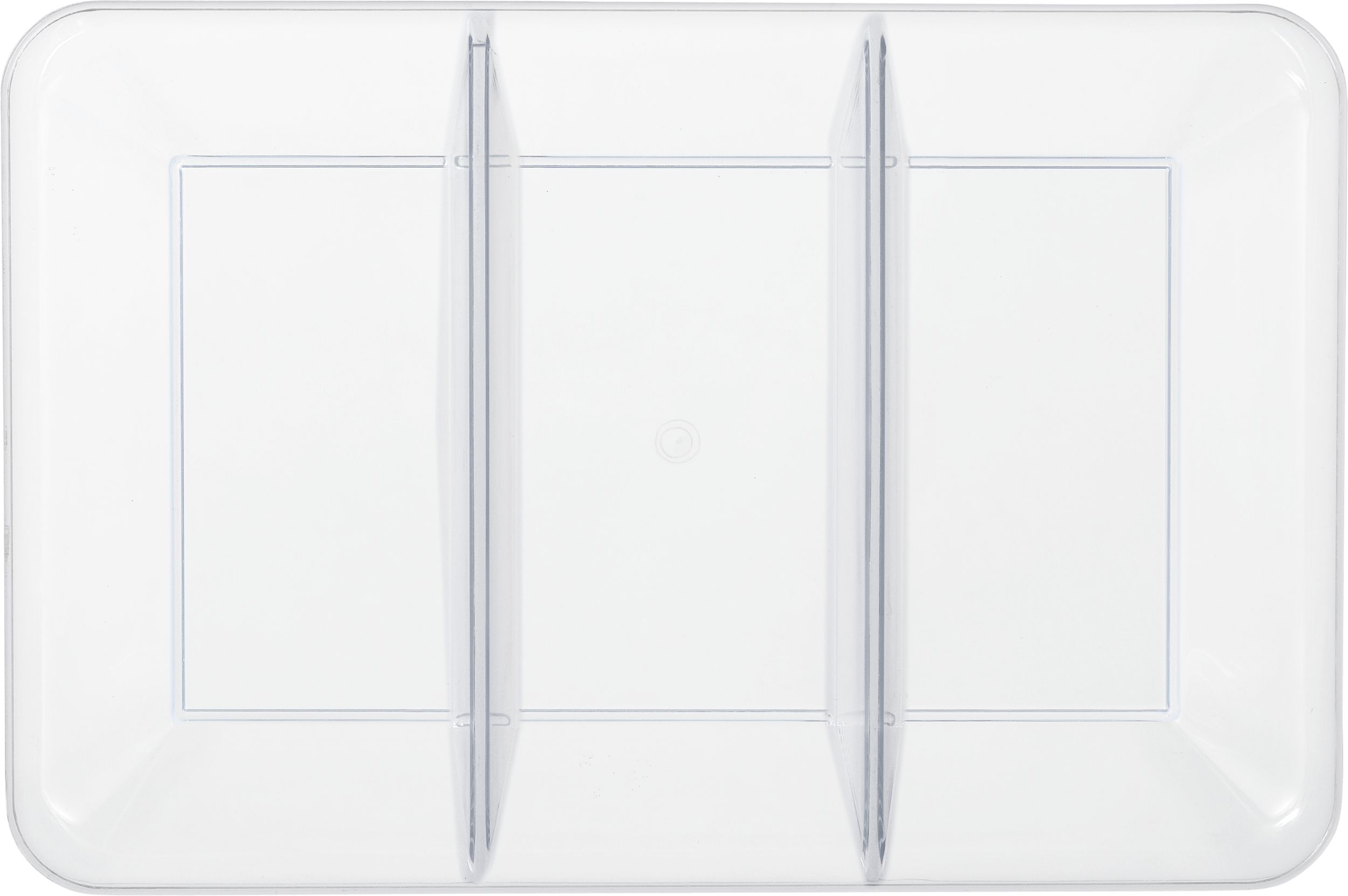 Rectangle Plastic Reusable Sectional Serving Platter, Clear, 14-in, for Christmas/Thanksgiving/New Year's Eve/Birthday Party Overhead_Flat