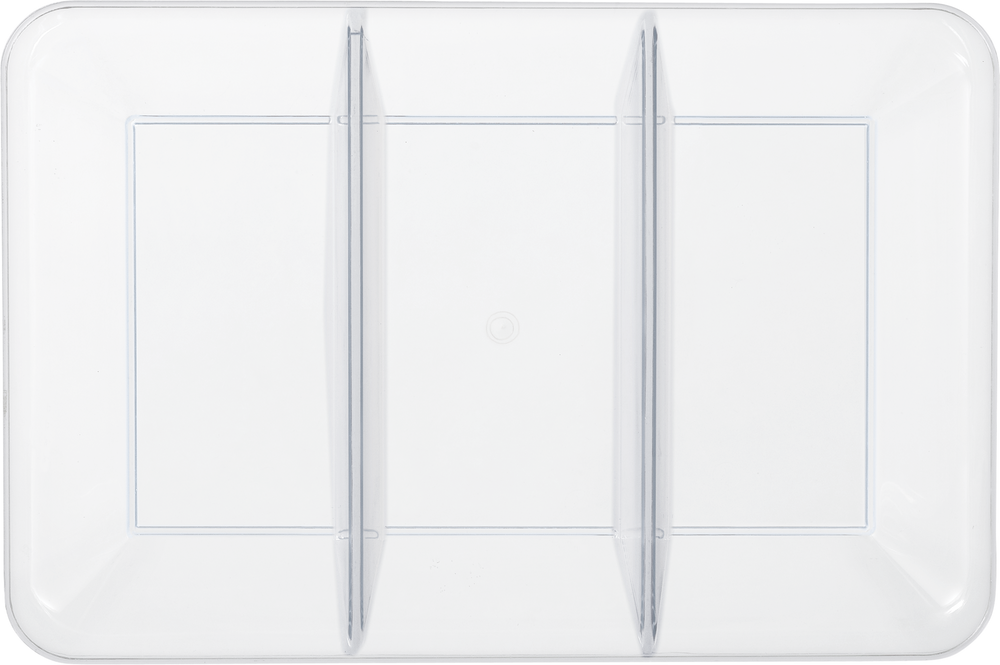 Rectangle Plastic Reusable Sectional Serving Platter, Clear, 14-in, for ...