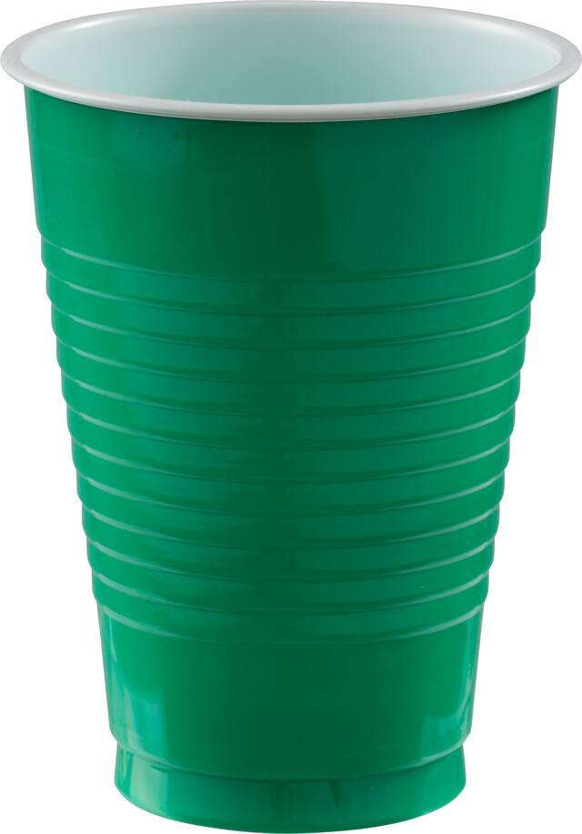Festive Green Plastic Cups, 50-ct Front_Elevated