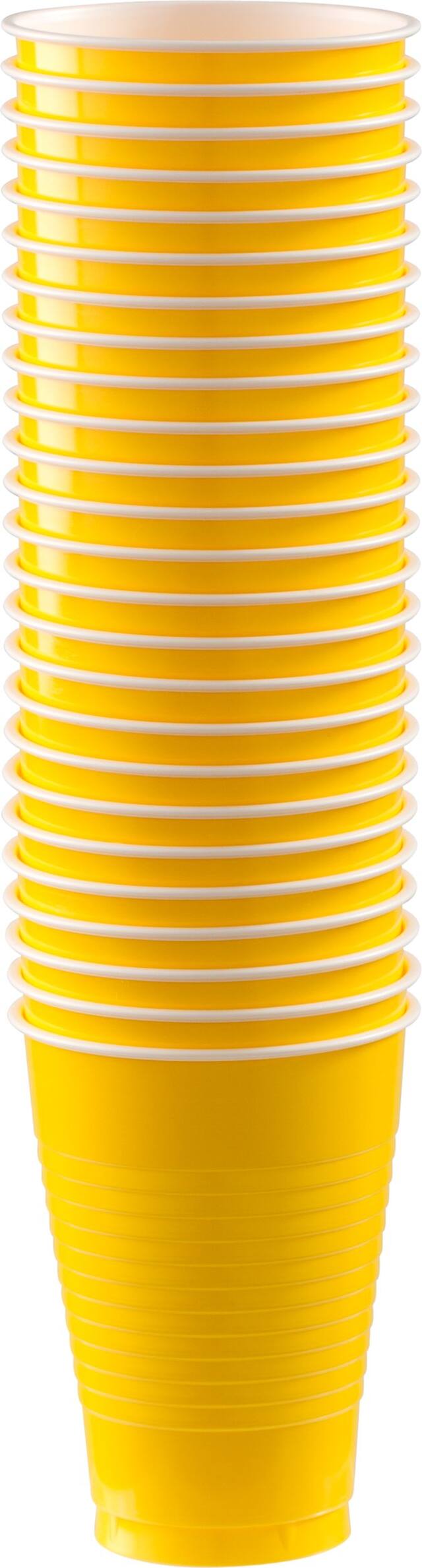Sunshine Yellow Plastic Cups, 50-pk Front_Elevated