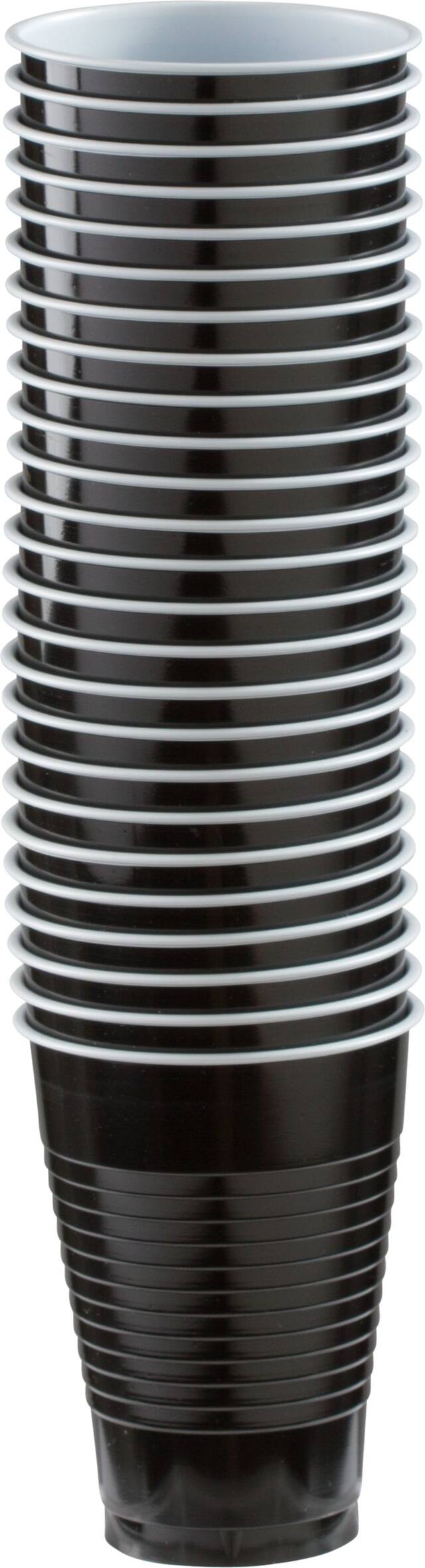 Verres en plastique, noir, paq. 50 Front_Elevated