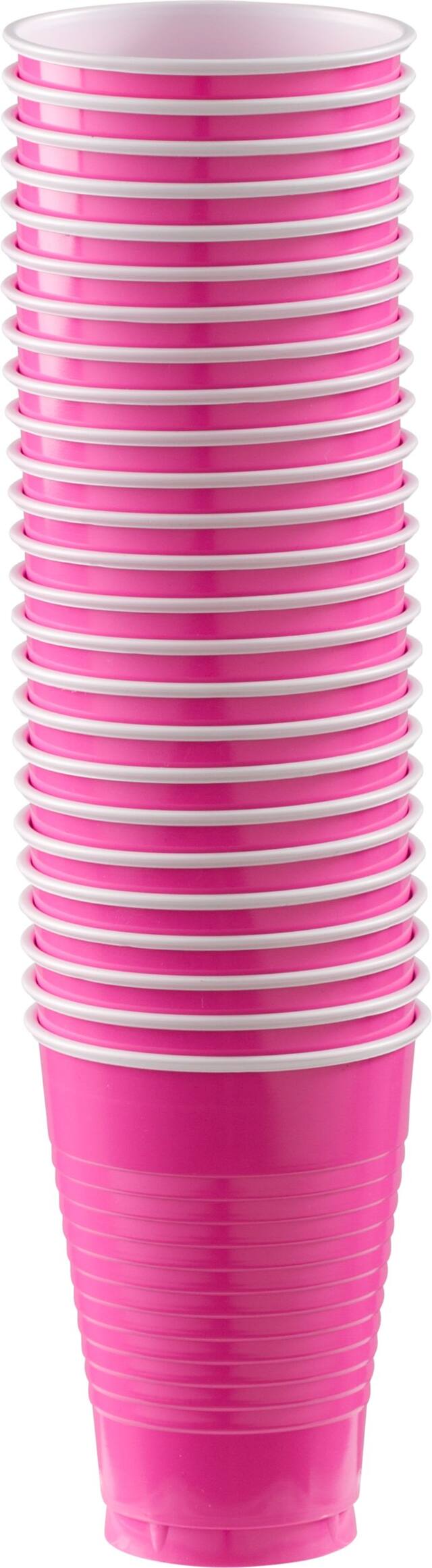 Verres en plastique, rose vif, paq. 50 Front_Elevated