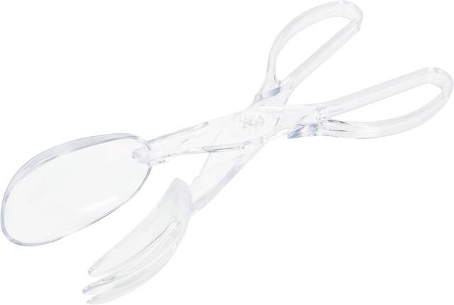 Plastic Reusable Serving Scissor Tongs, Clear, 11.5-in, for Christmas/Thanksgiving/New Year's Eve/Birthday Party Front_Three_Fourths_Angled_Left