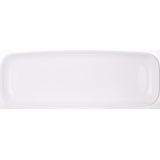 Plateau rectangulaire en plastique pour fêtes d'anniversaire, fête, anniversaire, blanc, 6 x 17 1/2 po Overhead_Flat