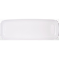 Plateau rectangulaire en plastique pour fêtes d'anniversaire, fête, anniversaire, blanc, 6 x 17 1/2 po Overhead_Flat