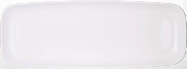Plateau rectangulaire en plastique pour fêtes d'anniversaire, fête, anniversaire, blanc, 6 x 17 1/2 po Overhead_Flat