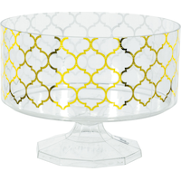 Round Plastic Reusable Container, Gold, Moroccan, 40-oz, for Birthday/Baby Shower/Wedding Front_Elevated