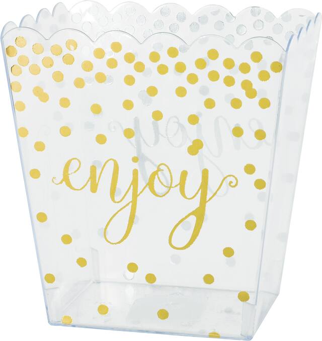 Petit contenant festonné en plastique à pois métalliques Front_Angled_Left