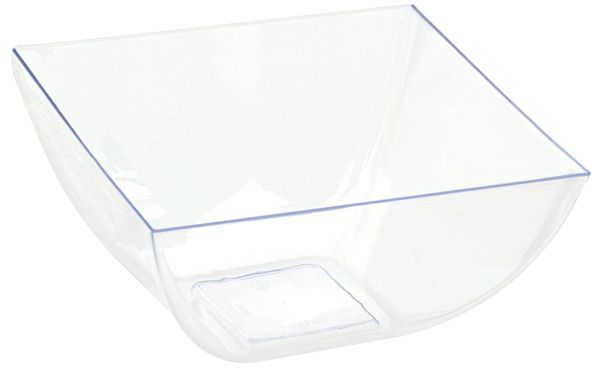 Square Mini Plastic Reusable Bowls, Clear, 4-in, 10-pk, for Christmas/Thanksgiving/New Year's Eve/Easter/Birthday Party Front_Angled_Right