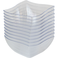 Square Mini Plastic Reusable Bowls, Clear, 4-in, 10-pk, for Christmas/Thanksgiving/New Year's Eve/Easter/Birthday Party Front_Angled_Left