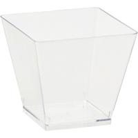 Cube Mini Plastic Reusable Bowls, Clear, 2-in, 40-pk, for Christmas/Thanksgiving/New Year's Eve/Easter/Birthday Party