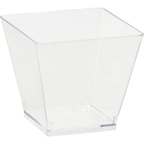 Cube Mini Plastic Reusable Bowls, Clear, 2-in, 40-pk, for Christmas/Thanksgiving/New Year's Eve/Easter/Birthday Party