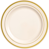 Round Plastic Reusable Lunch Plates, Assorted Colours, 7.5-in, 20-pk, for Birthday/New Year's Eve/Wedding Overhead_Flat