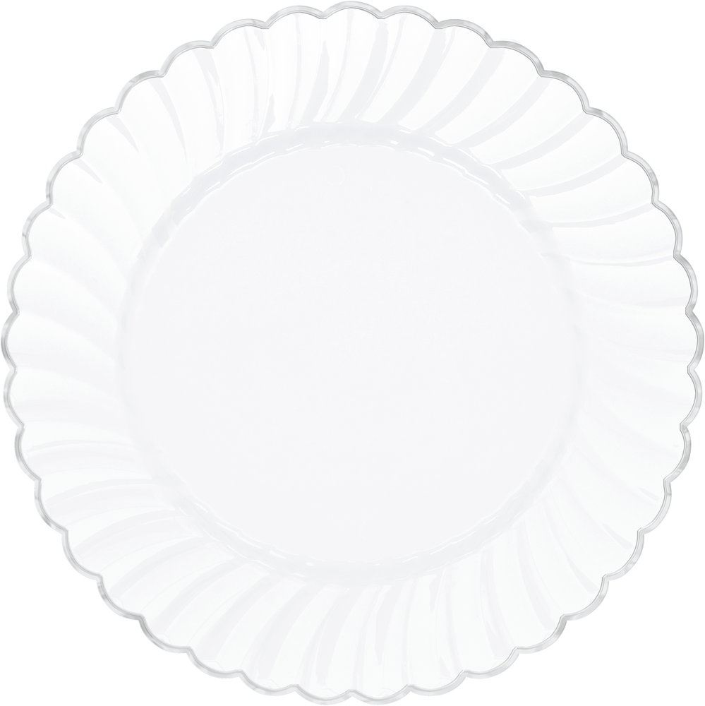  Elegant Plastic Plates for Party with Scalloped Rim
