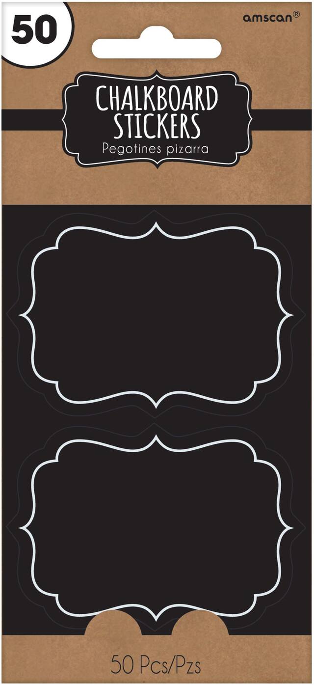 DIY Customizable Chalkboard Sticker Labels, Black, 4-in, 50-pk, for Birthday/Graduation/Wedding Front_Flat