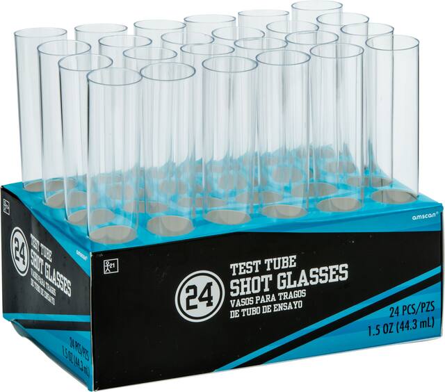 Clear Test Tube Plastic Shot Glasses, 24-pk Front_Angled_Right