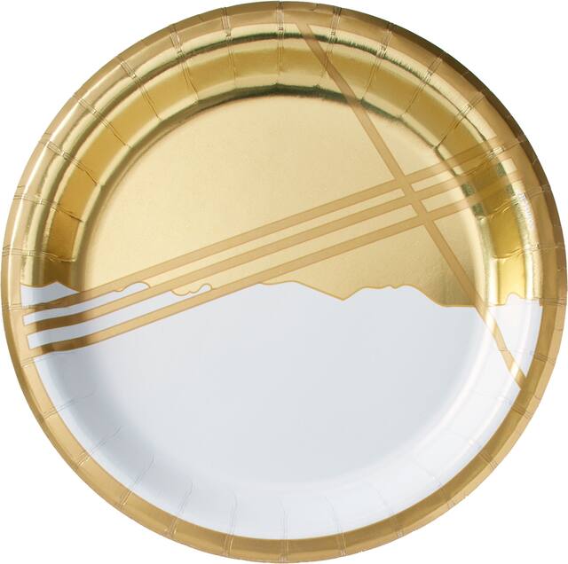 Assiettes à déjeuner à facettes en or métallique, paq. 8 Overhead_Flat