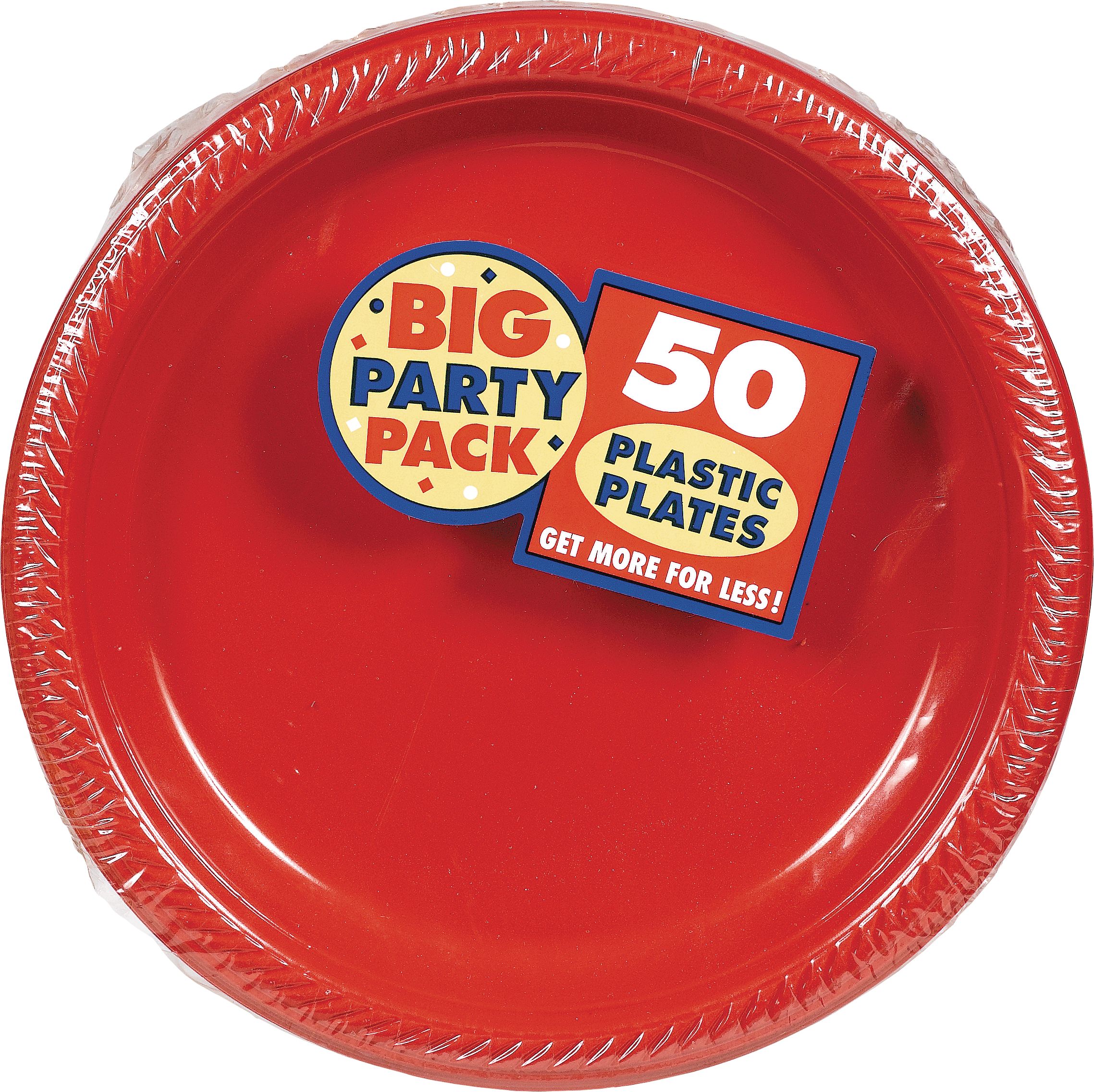 50CT 7" PLST PLT RED