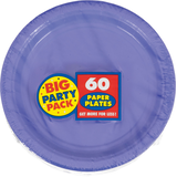 Big Party Pack Round Paper Disposable Dessert Plates, Assorted Colours, 7-in, 50-pk, for Birthday/Graduation Front_Flat