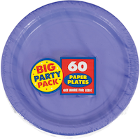 Big Party Pack Round Paper Disposable Dessert Plates, Assorted Colours, 7-in, 50-pk, for Birthday/Graduation