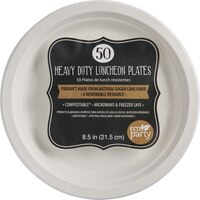 Eco-Friendly White Sugar Cane Lunch Plates, 50-pk Front_Flat