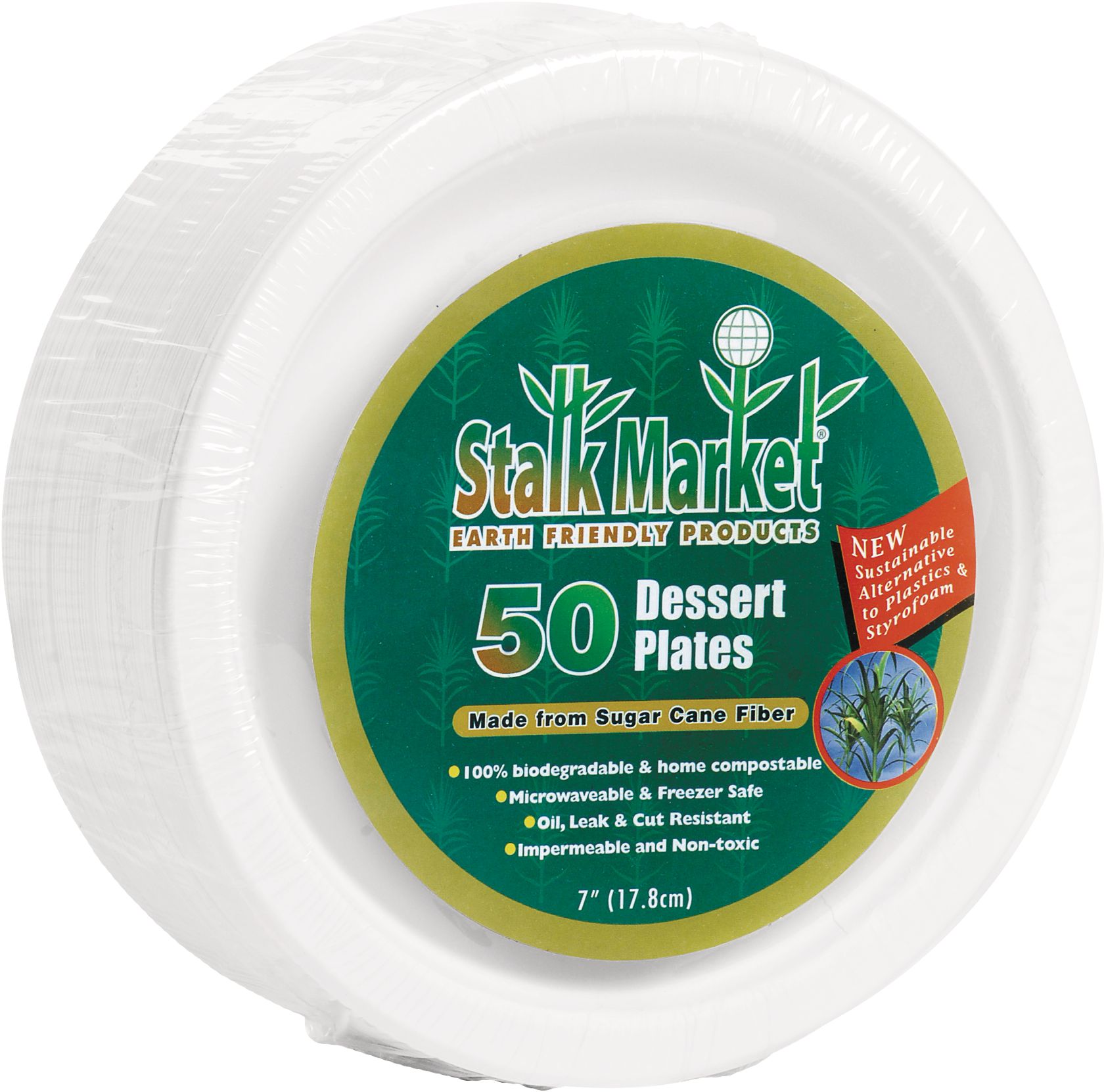 Eco-Friendly White Sugar Cane Lunch Plates, 50-pk Front_Angled_Right