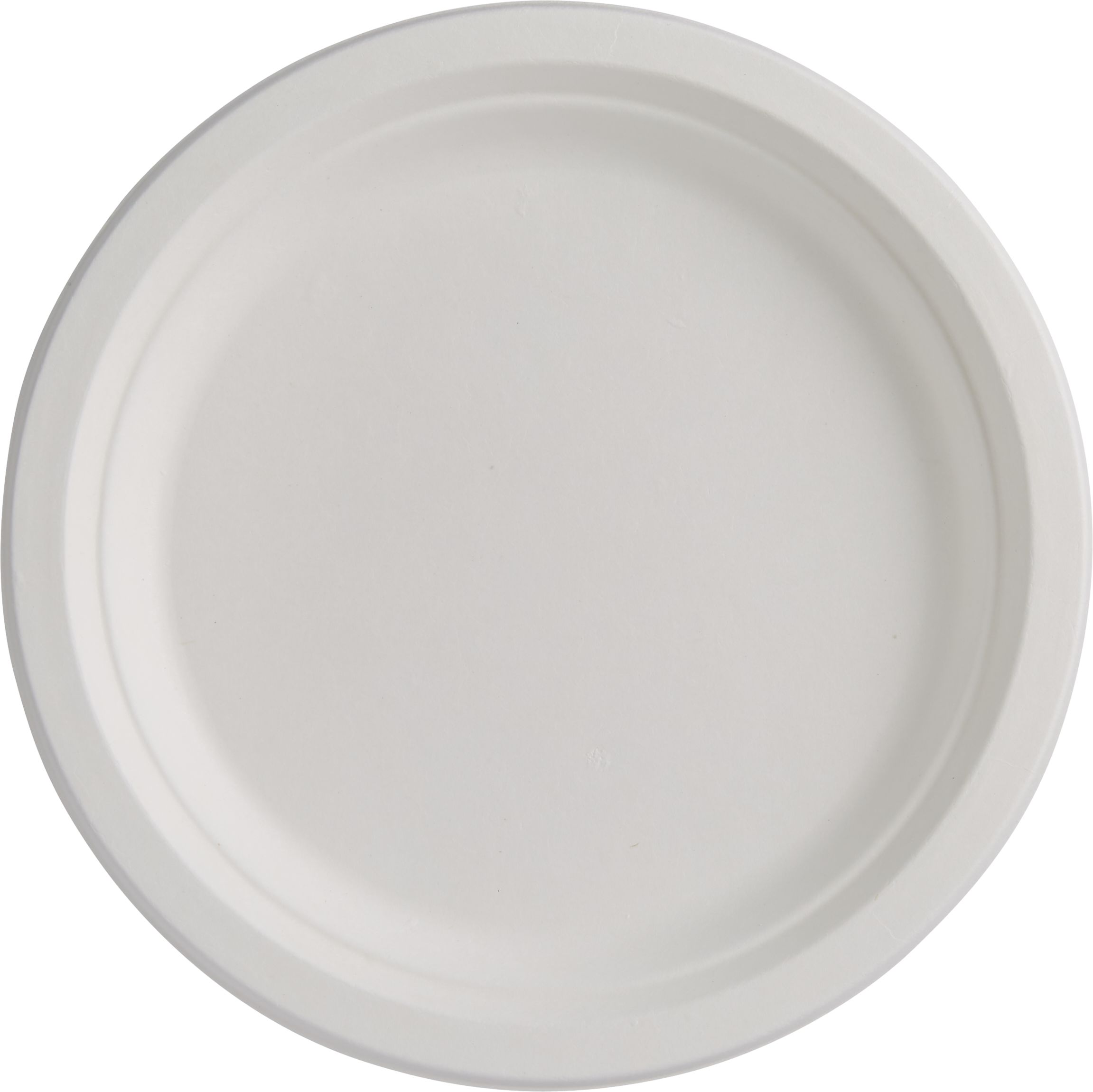 Assiettes à dîner écologiques en canne à sucre, blanc, paq. 50 Overhead_Flat