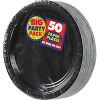 Big Party Pack Round Paper Disposable Lunch Plates, Assorted Colours, 9-in, 50-pk, for Christmas/Thanksgiving/New Year's Eve/Birthday Party