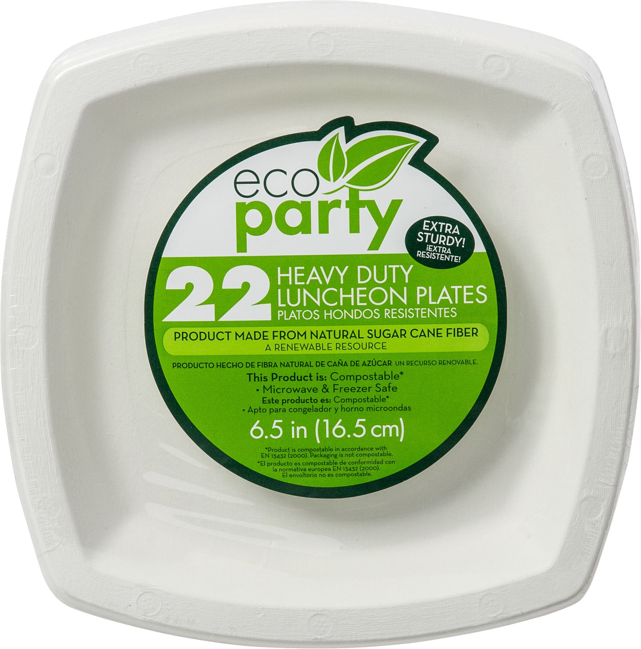 Eco-Friendly White Sugar Cane Square Dessert Plates, 22-pk Overhead_Flat