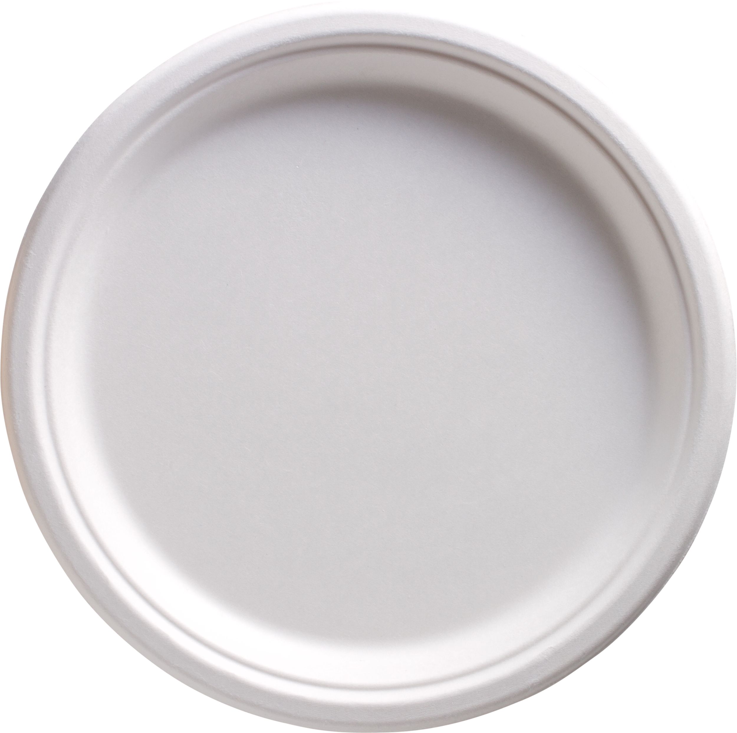 Round Sugarcane Eco Dinner Plates, White,10-in, 50-pk, for Christmas/Thanksgiving/New Year's Eve/Birthday Party Overhead_Flat