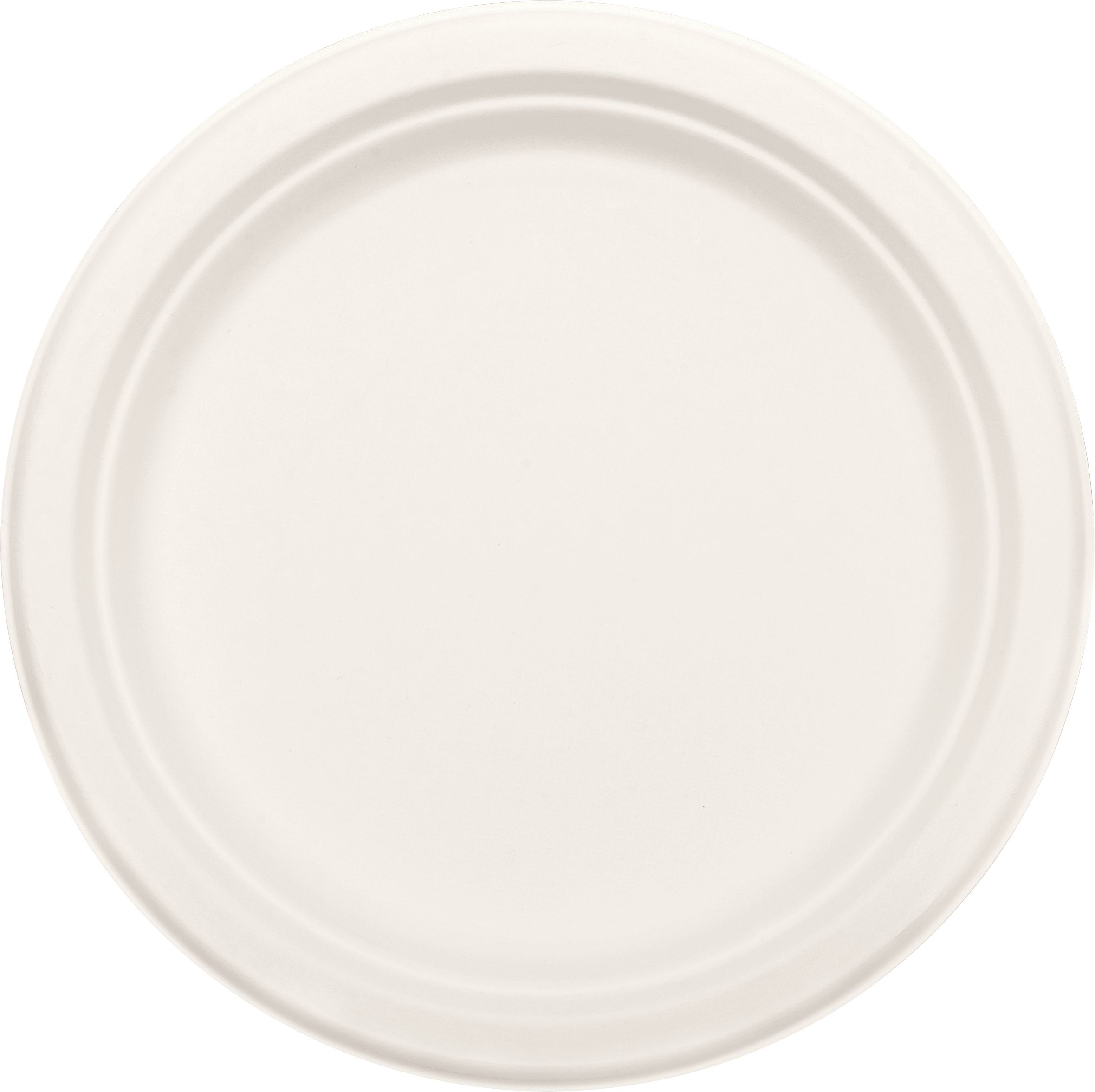 Round Sugarcane Eco Dinner Plates, White,10-in, 50-pk, for Christmas/Thanksgiving/New Year's Eve/Birthday Party Overhead_Flat