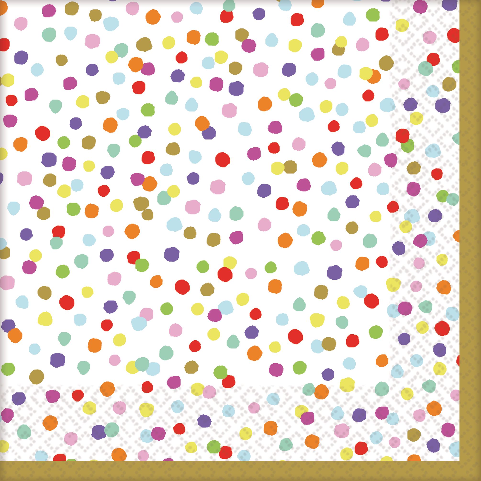 Rainbow Confetti Beverage Napkins, 36-pk Front_Flat